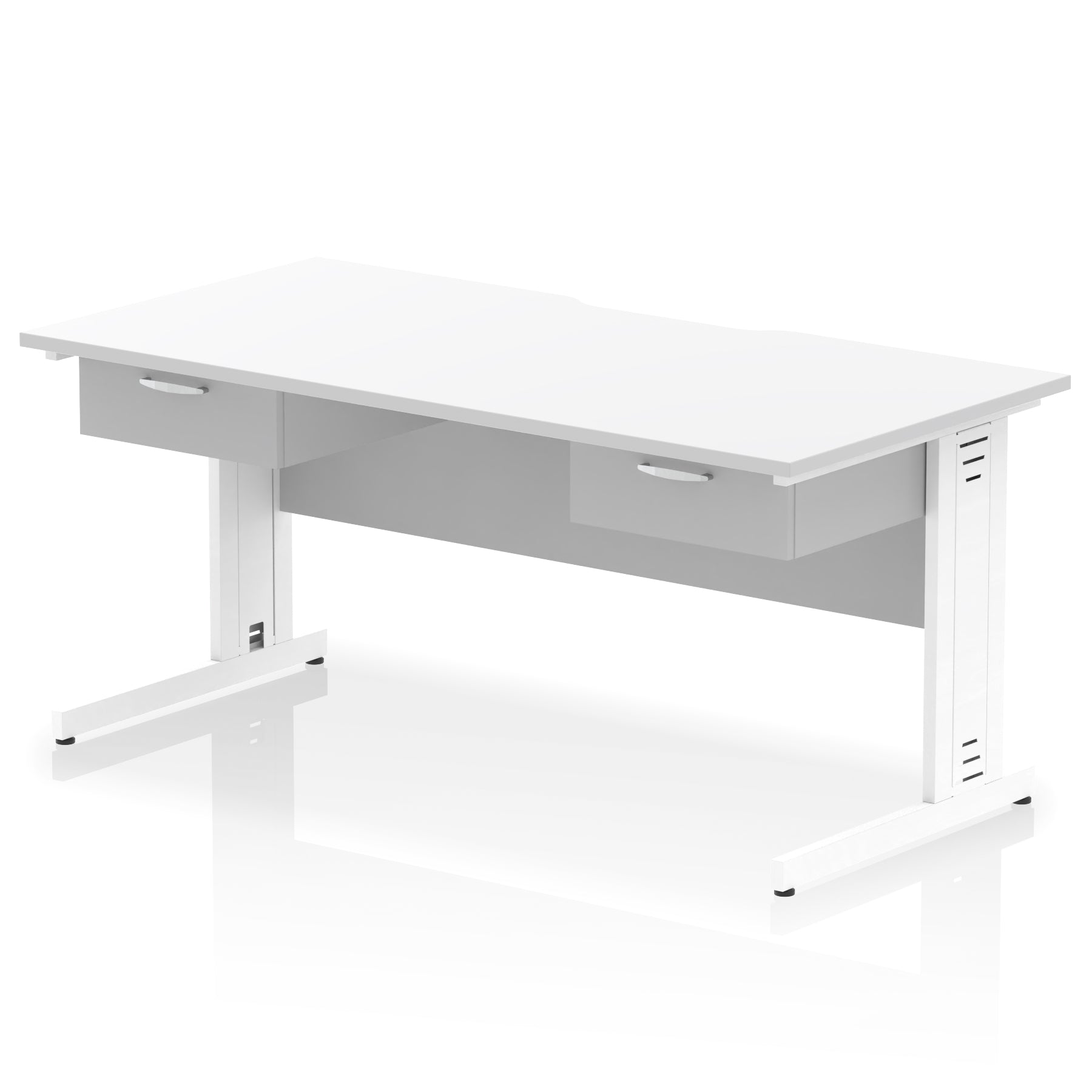 Impulse Scalloped Edge Cable Managed Desk 1600mm – 2 One-Drawer Pedestals – Multiple Colours & Frame Options – MFC – Self Assembly – 10 Year Warranty
