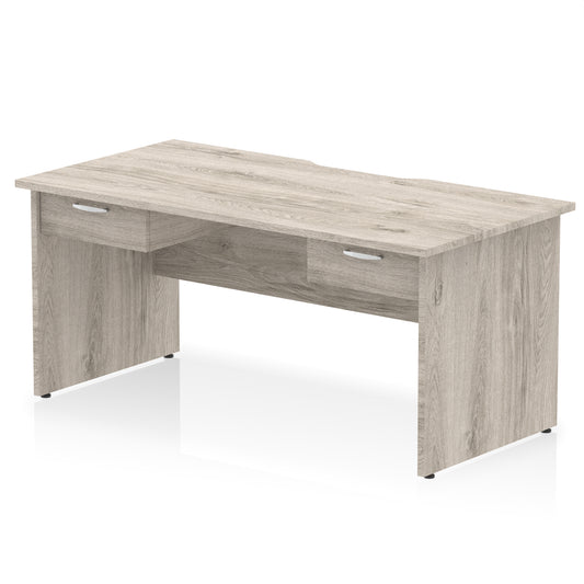 Impulse Scalloped Edge Panel End Desk, 1600mm, with 2 One-Drawer Pedestals, Multiple Colour Options, Durable MFC, 10 Year Warranty, Self-Assembly