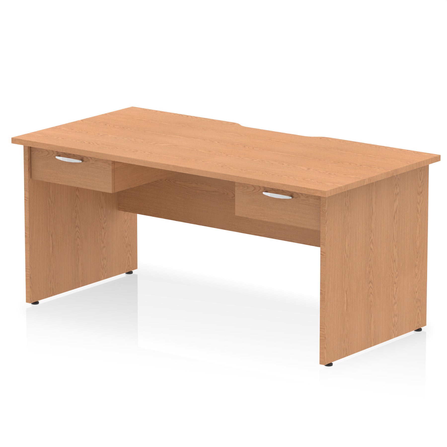 Impulse Scalloped Edge Panel End Desk, 1600mm, with 2 One-Drawer Pedestals, Multiple Colour Options, Durable MFC, 10 Year Warranty, Self-Assembly