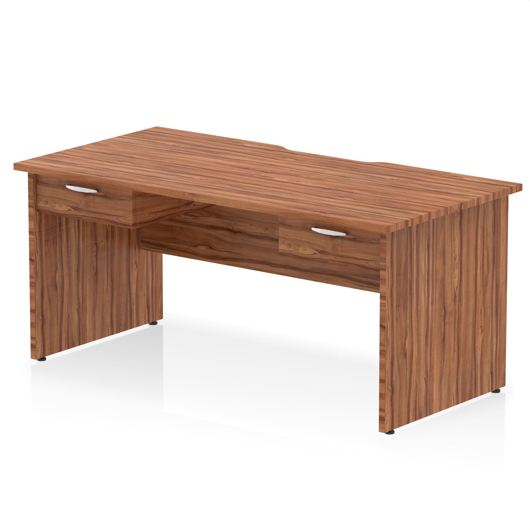 Impulse Scalloped Edge Panel End Desk, 1600mm, with 2 One-Drawer Pedestals, Multiple Colour Options, Durable MFC, 10 Year Warranty, Self-Assembly