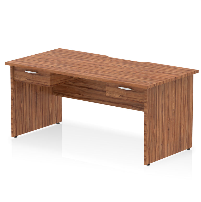 Impulse Scalloped Edge Panel End Desk, 1600mm, with 2 One-Drawer Pedestals, Multiple Colour Options, Durable MFC, 10 Year Warranty, Self-Assembly