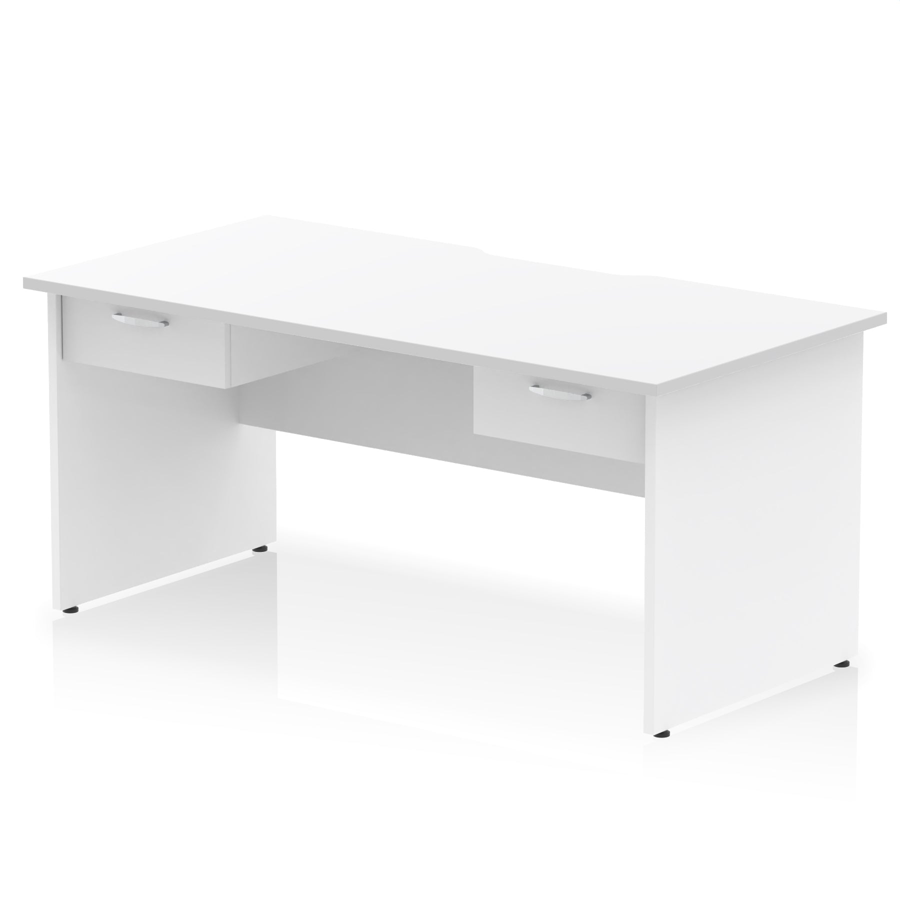Impulse Scalloped Edge Panel End Desk, 1600mm, with 2 One-Drawer Pedestals, Multiple Colour Options, Durable MFC, 10 Year Warranty, Self-Assembly