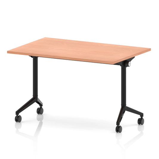 Impulse Plus Flip Top Rectangular Table for Office – 1200-1800mm Width, Multiple Top Colours & Foot Finishes, Durable MFC, Self-Assembly, 5 Year Warranty