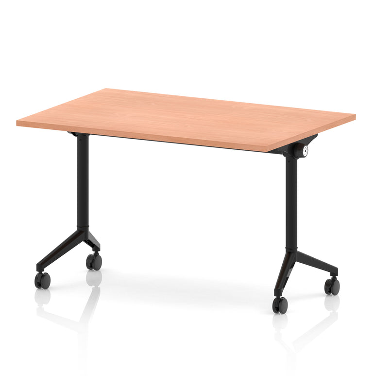 Impulse Plus Flip Top Rectangular Table for Office – 1200-1800mm Width, Multiple Top Colours & Foot Finishes, Durable MFC, Self-Assembly, 5 Year Warranty