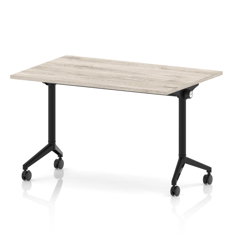Impulse Plus Flip Top Rectangular Table for Office – 1200-1800mm Width, Multiple Top Colours & Foot Finishes, Durable MFC, Self-Assembly, 5 Year Warranty