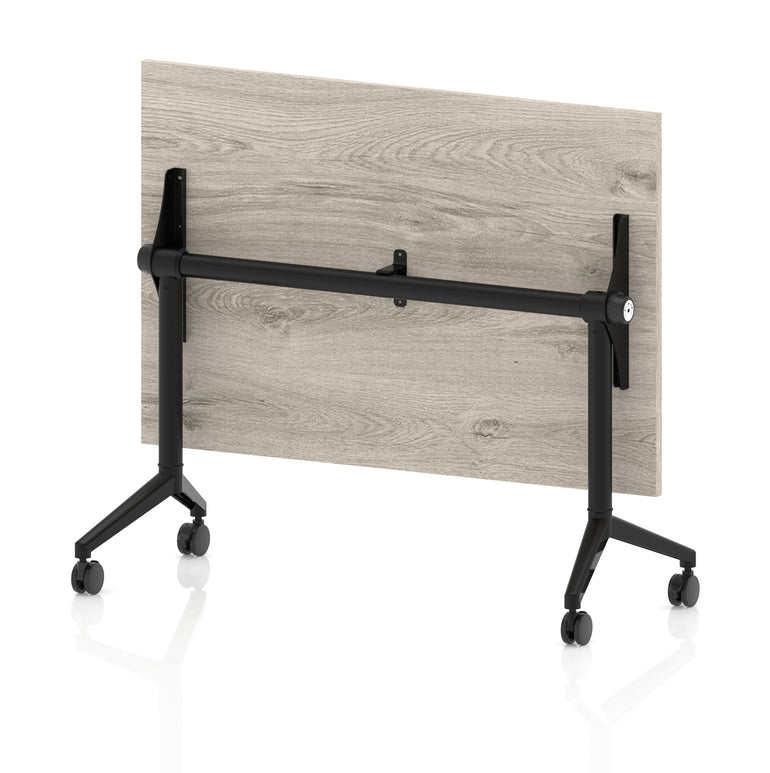 Impulse Plus Flip Top Rectangular Table for Office – 1200-1800mm Width, Multiple Top Colours & Foot Finishes, Durable MFC, Self-Assembly, 5 Year Warranty