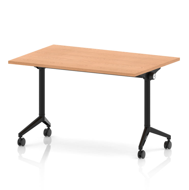 Impulse Plus Flip Top Rectangular Table for Office – 1200-1800mm Width, Multiple Top Colours & Foot Finishes, Durable MFC, Self-Assembly, 5 Year Warranty