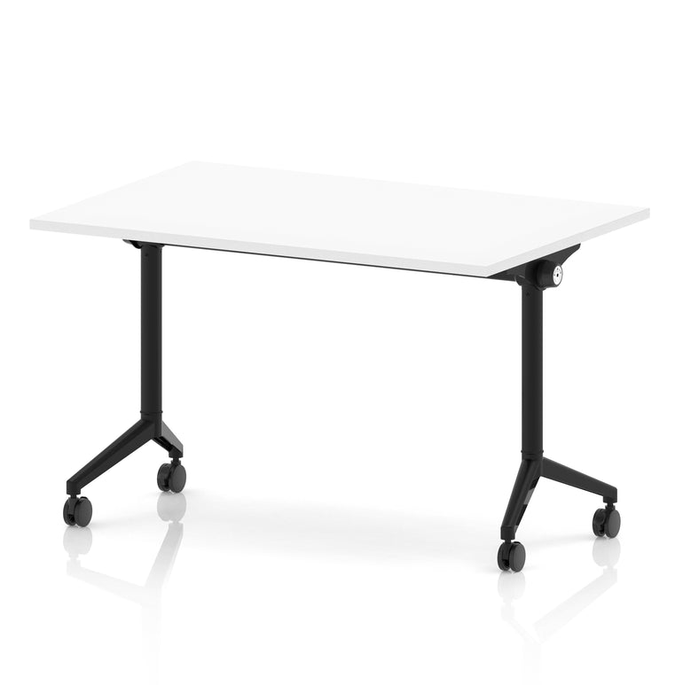 Impulse Plus Flip Top Rectangular Table for Office – 1200-1800mm Width, Multiple Top Colours & Foot Finishes, Durable MFC, Self-Assembly, 5 Year Warranty