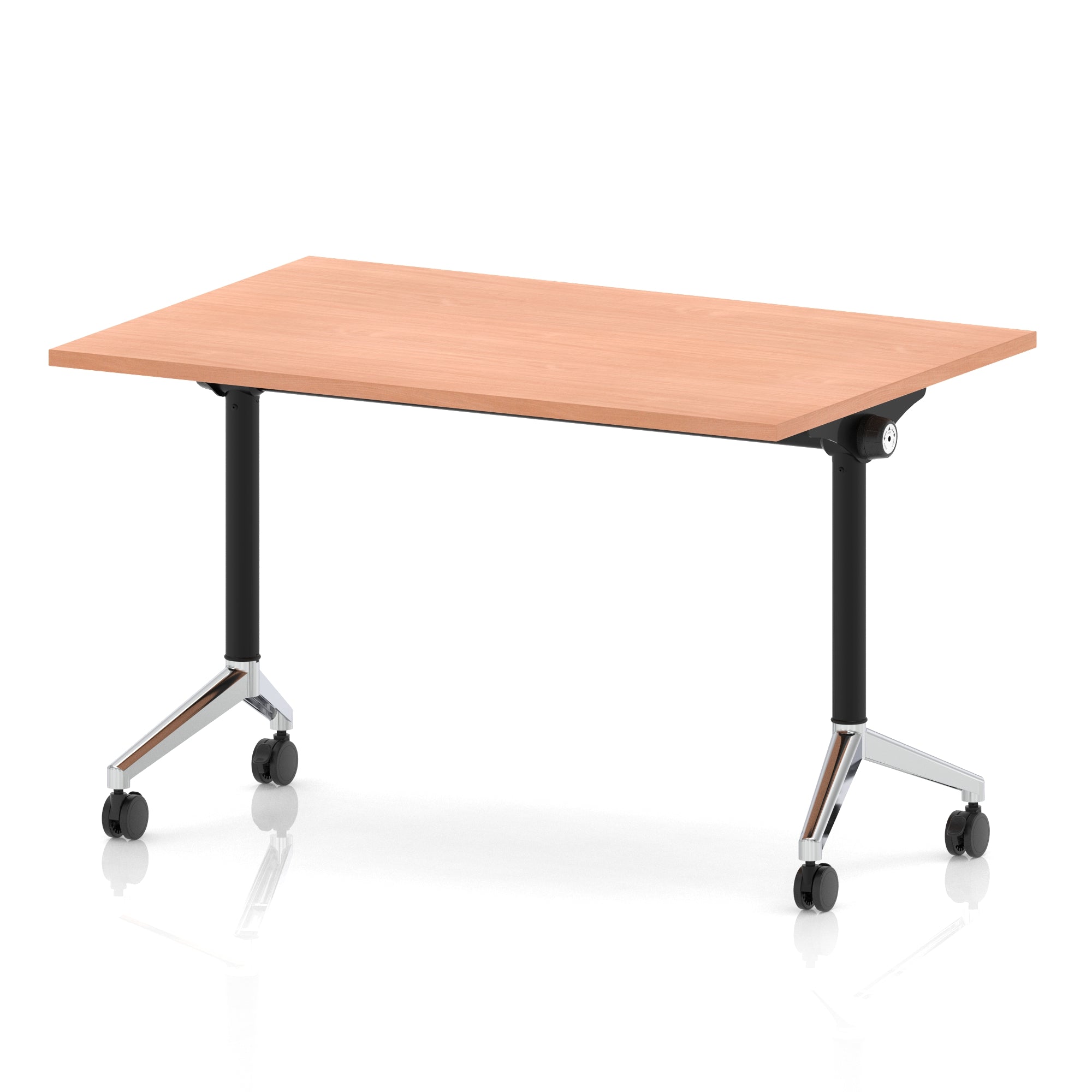 Impulse Plus Flip Top Rectangular Table for Office – 1200-1800mm Width, Multiple Top Colours & Foot Finishes, Durable MFC, Self-Assembly, 5 Year Warranty