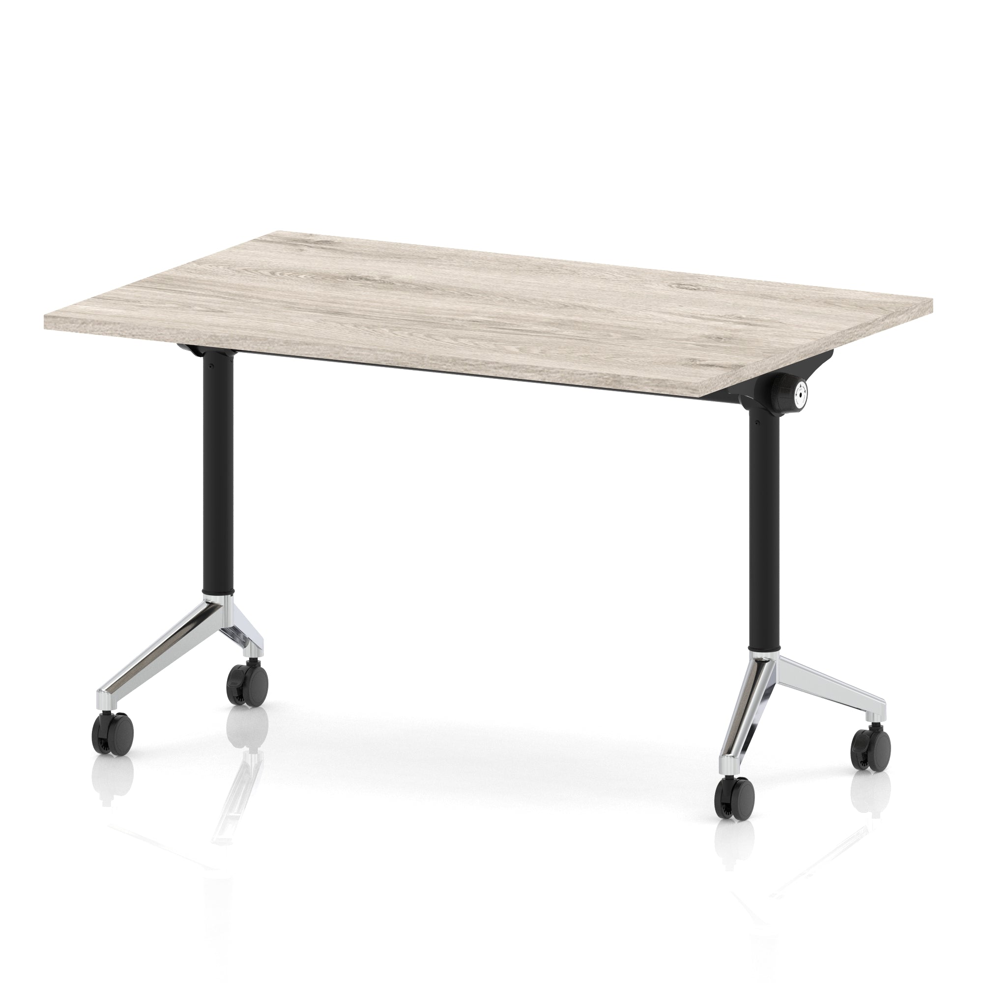 Impulse Plus Flip Top Rectangular Table for Office – 1200-1800mm Width, Multiple Top Colours & Foot Finishes, Durable MFC, Self-Assembly, 5 Year Warranty