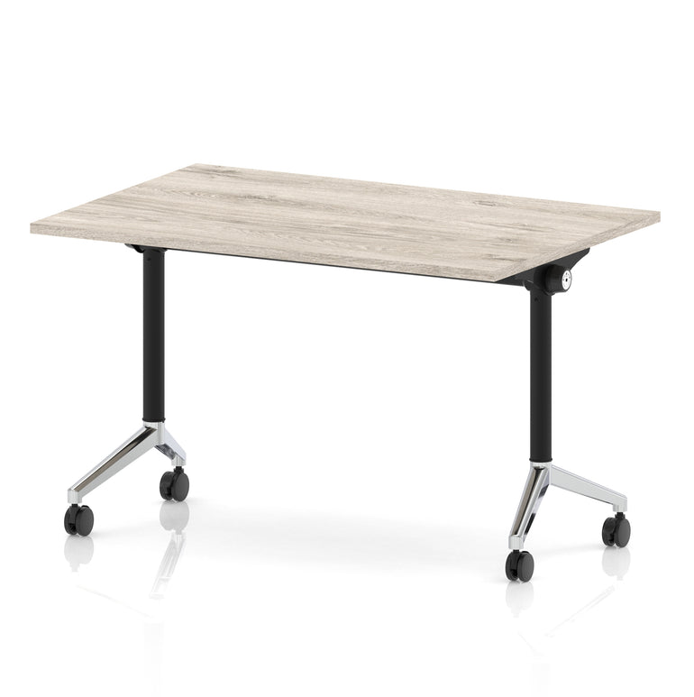 Impulse Plus Flip Top Rectangular Table for Office – 1200-1800mm Width, Multiple Top Colours & Foot Finishes, Durable MFC, Self-Assembly, 5 Year Warranty
