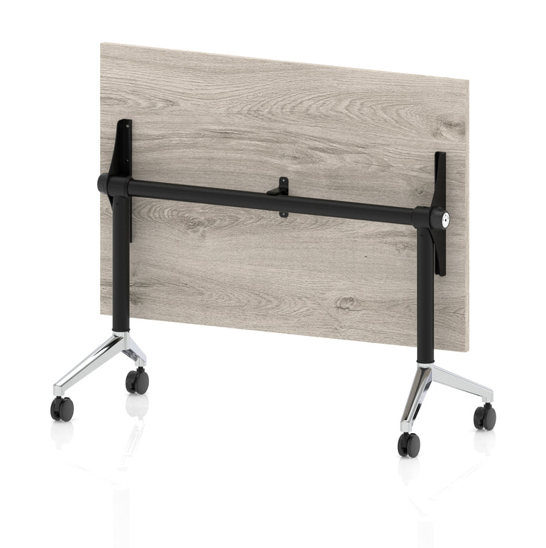 Impulse Plus Flip Top Rectangular Table for Office – 1200-1800mm Width, Multiple Top Colours & Foot Finishes, Durable MFC, Self-Assembly, 5 Year Warranty