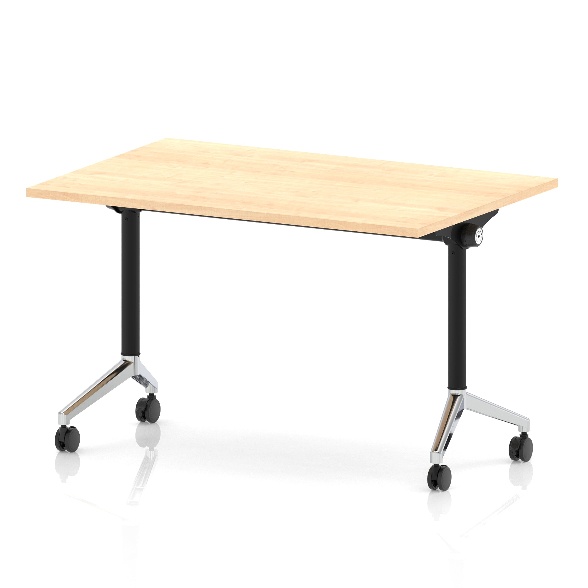 Impulse Plus Flip Top Rectangular Table for Office – 1200-1800mm Width, Multiple Top Colours & Foot Finishes, Durable MFC, Self-Assembly, 5 Year Warranty