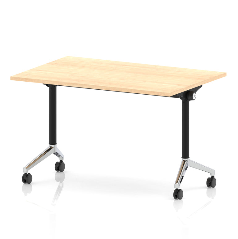 Impulse Plus Flip Top Rectangular Table for Office – 1200-1800mm Width, Multiple Top Colours & Foot Finishes, Durable MFC, Self-Assembly, 5 Year Warranty