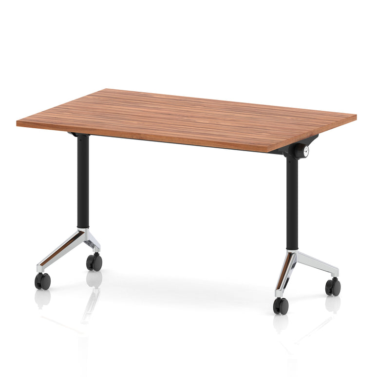 Impulse Plus Flip Top Rectangular Table for Office – 1200-1800mm Width, Multiple Top Colours & Foot Finishes, Durable MFC, Self-Assembly, 5 Year Warranty