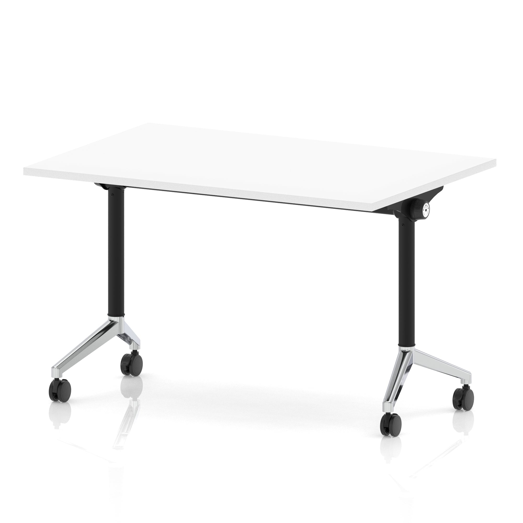 Impulse Plus Flip Top Rectangular Table for Office – 1200-1800mm Width, Multiple Top Colours & Foot Finishes, Durable MFC, Self-Assembly, 5 Year Warranty