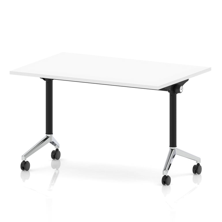 Impulse Plus Flip Top Rectangular Table for Office – 1200-1800mm Width, Multiple Top Colours & Foot Finishes, Durable MFC, Self-Assembly, 5 Year Warranty