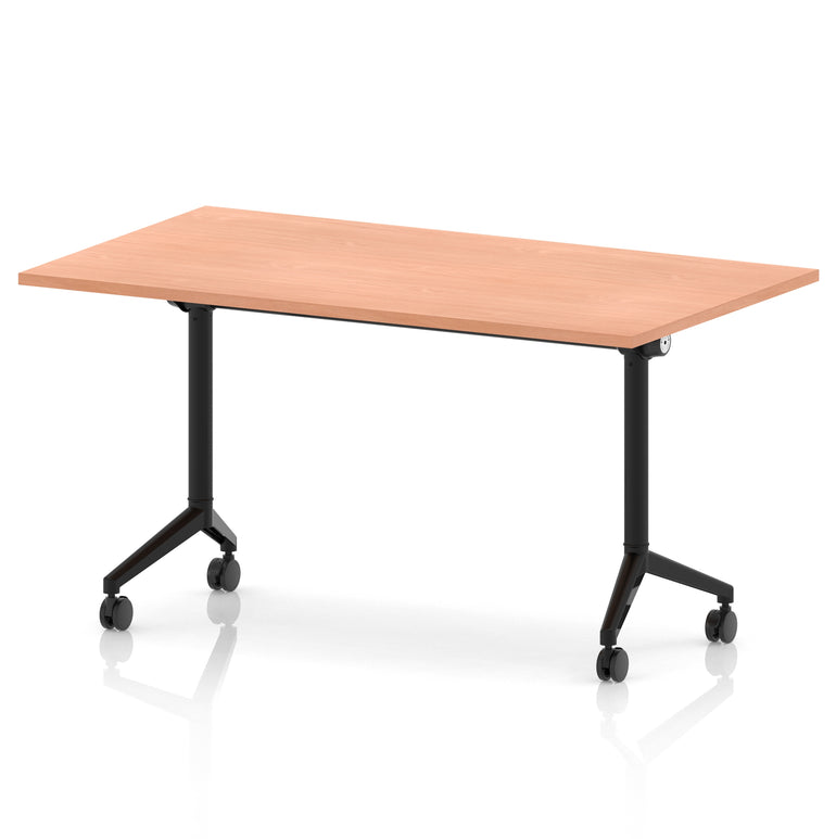 Impulse Plus Flip Top Rectangular Table for Office – 1200-1800mm Width, Multiple Top Colours & Foot Finishes, Durable MFC, Self-Assembly, 5 Year Warranty