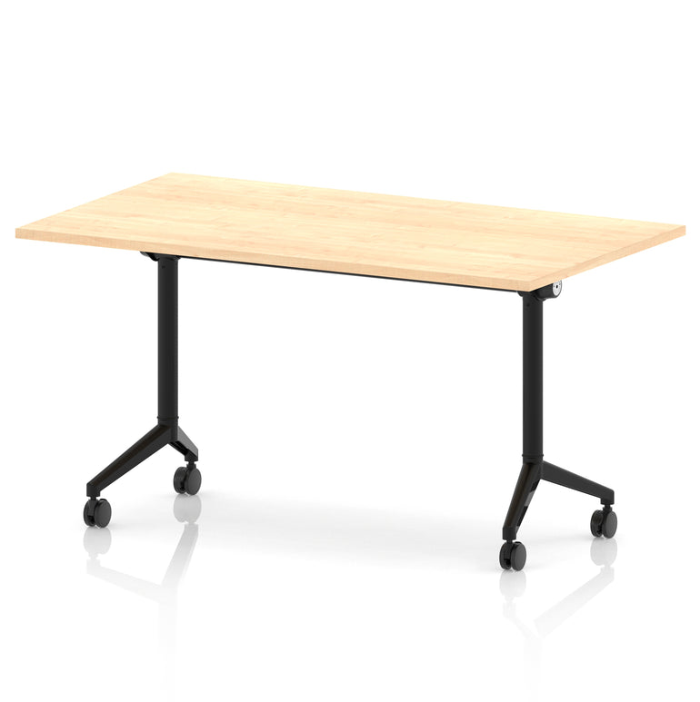 Impulse Plus Flip Top Rectangular Table for Office – 1200-1800mm Width, Multiple Top Colours & Foot Finishes, Durable MFC, Self-Assembly, 5 Year Warranty