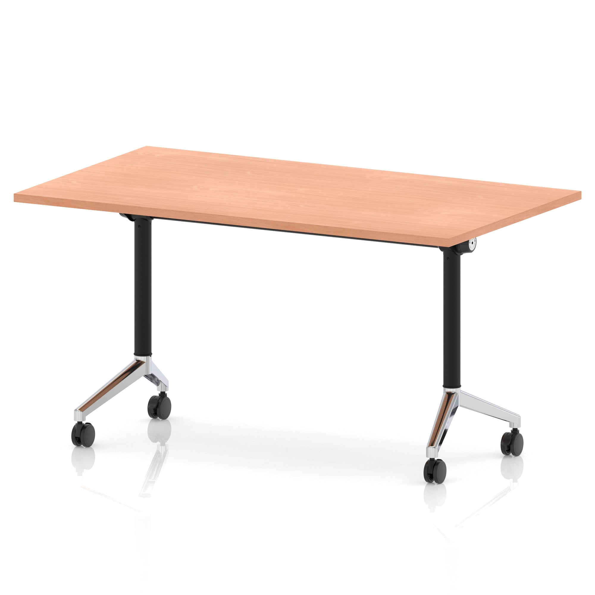 Impulse Plus Flip Top Rectangular Table for Office – 1200-1800mm Width, Multiple Top Colours & Foot Finishes, Durable MFC, Self-Assembly, 5 Year Warranty