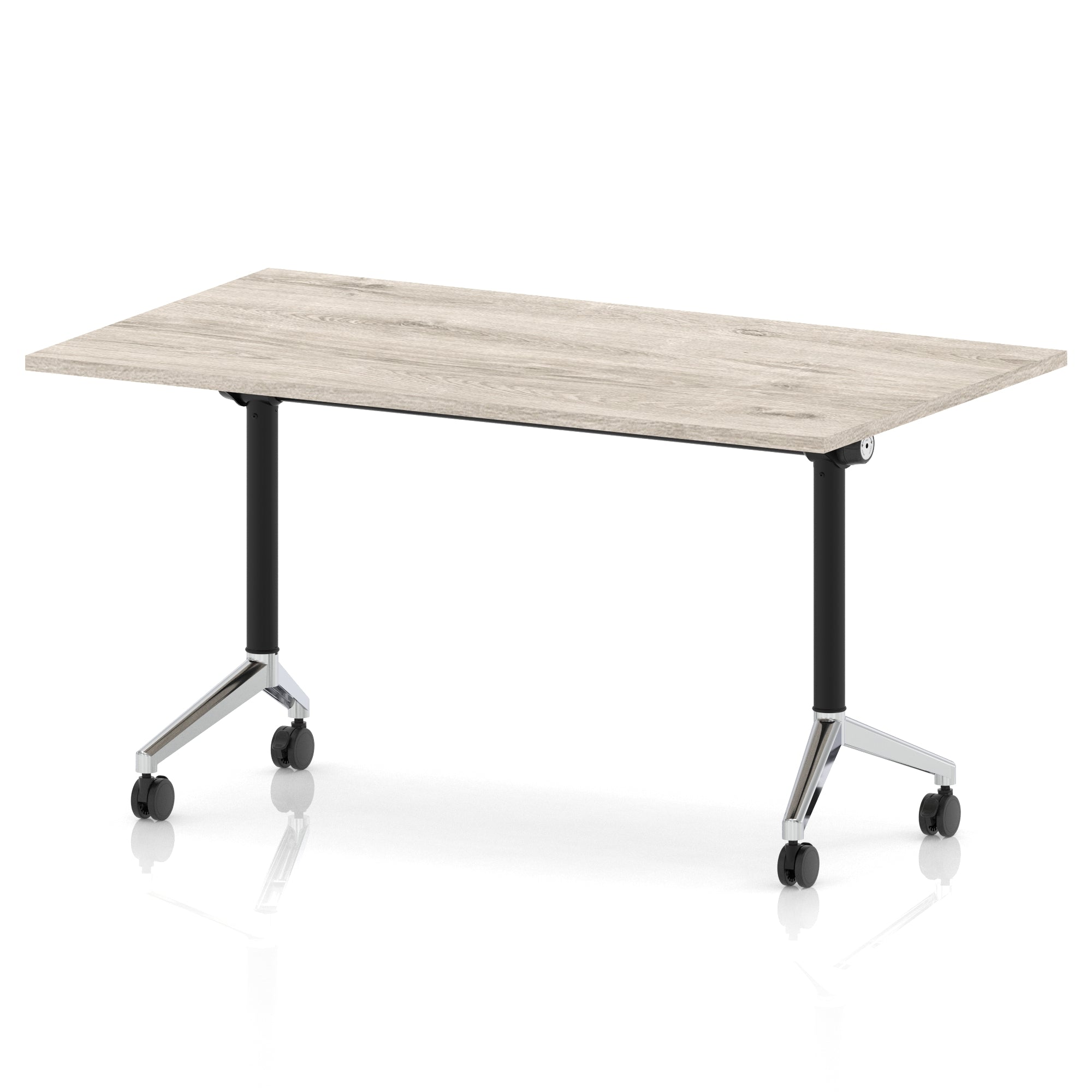 Impulse Plus Flip Top Rectangular Table for Office – 1200-1800mm Width, Multiple Top Colours & Foot Finishes, Durable MFC, Self-Assembly, 5 Year Warranty