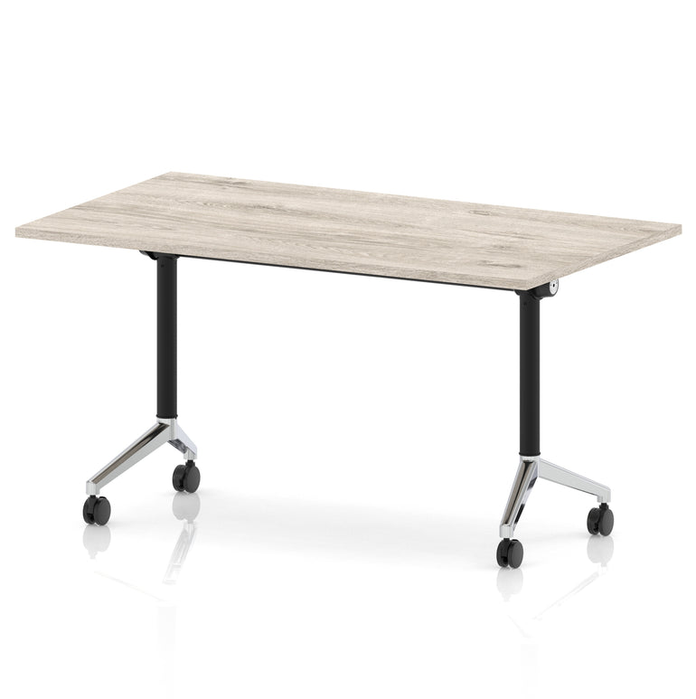 Impulse Plus Flip Top Rectangular Table for Office – 1200-1800mm Width, Multiple Top Colours & Foot Finishes, Durable MFC, Self-Assembly, 5 Year Warranty