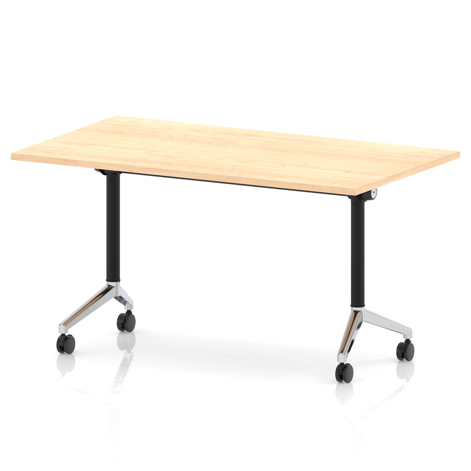 Impulse Plus Flip Top Rectangular Table for Office – 1200-1800mm Width, Multiple Top Colours & Foot Finishes, Durable MFC, Self-Assembly, 5 Year Warranty