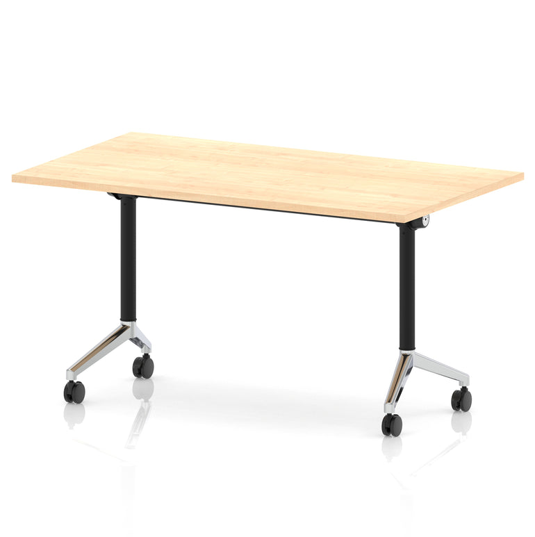 Impulse Plus Flip Top Rectangular Table for Office – 1200-1800mm Width, Multiple Top Colours & Foot Finishes, Durable MFC, Self-Assembly, 5 Year Warranty