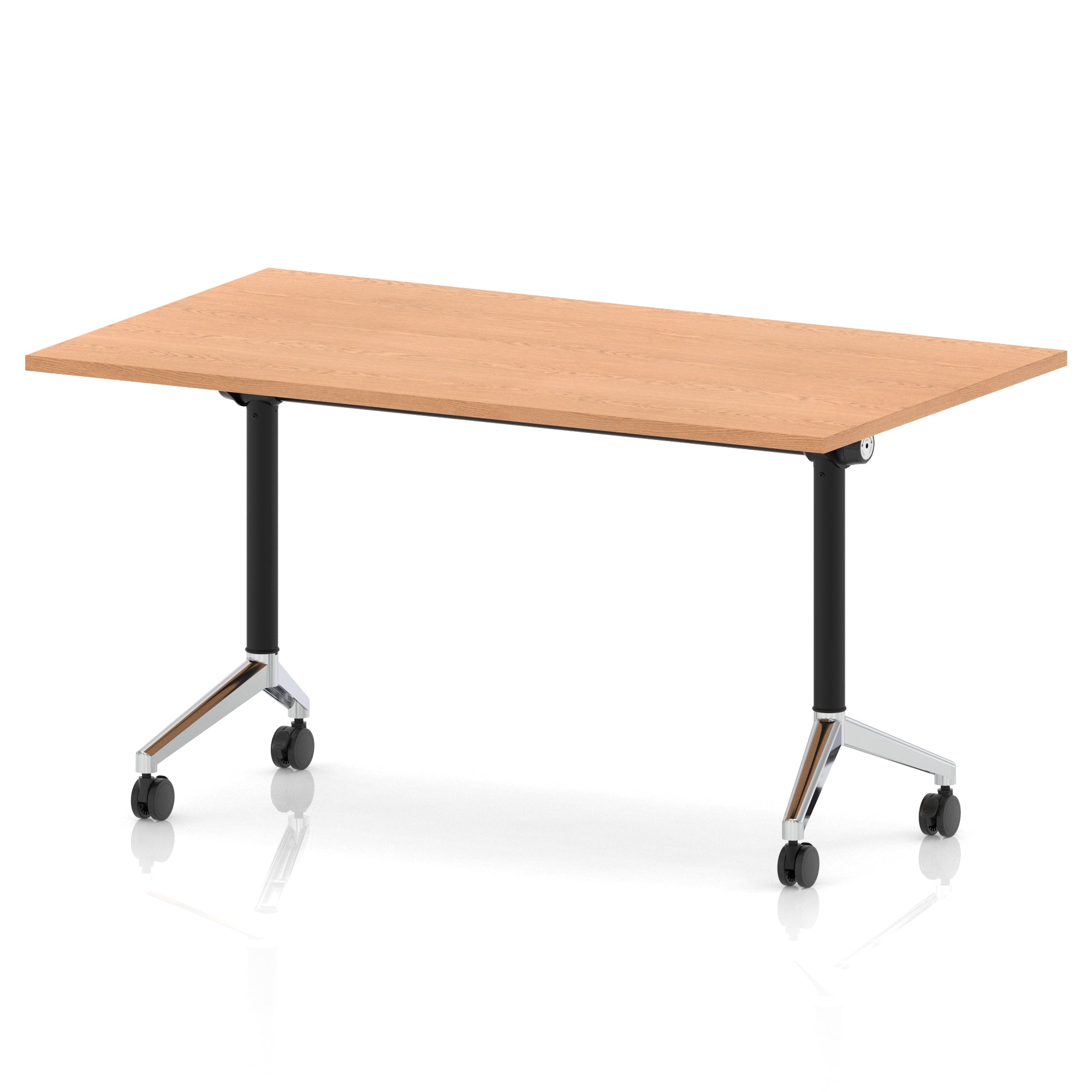 Impulse Plus Flip Top Rectangular Table for Office – 1200-1800mm Width, Multiple Top Colours & Foot Finishes, Durable MFC, Self-Assembly, 5 Year Warranty
