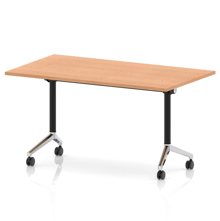Impulse Plus Flip Top Rectangular Table for Office – 1200-1800mm Width, Multiple Top Colours & Foot Finishes, Durable MFC, Self-Assembly, 5 Year Warranty