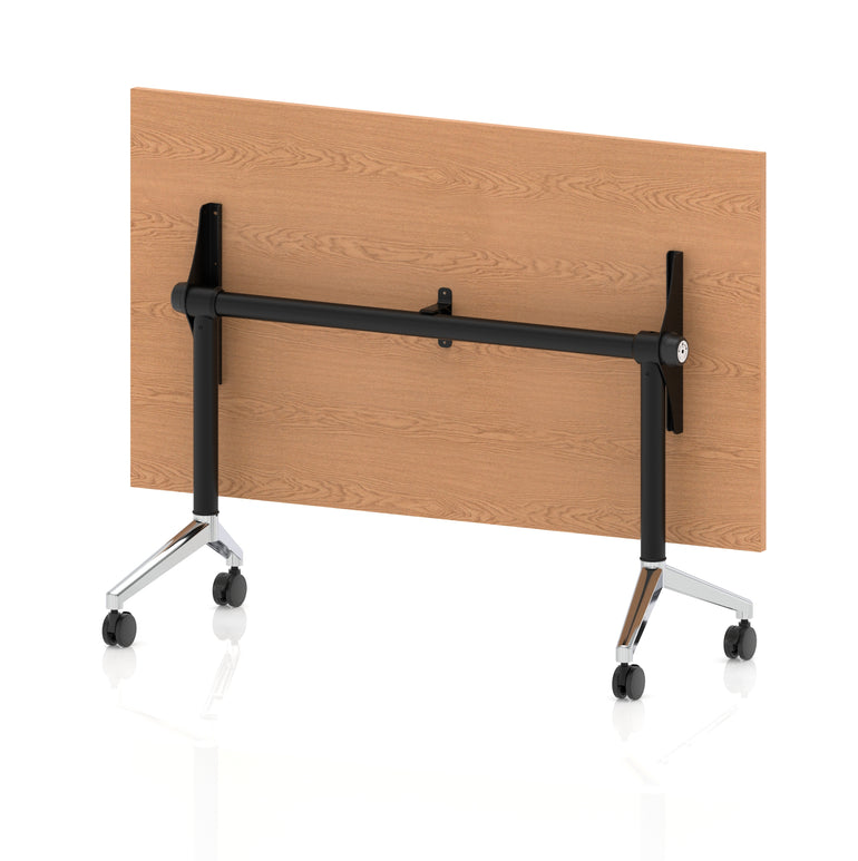 Impulse Plus Flip Top Rectangular Table for Office – 1200-1800mm Width, Multiple Top Colours & Foot Finishes, Durable MFC, Self-Assembly, 5 Year Warranty