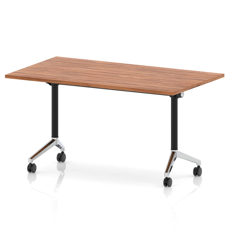 Impulse Plus Flip Top Rectangular Table for Office – 1200-1800mm Width, Multiple Top Colours & Foot Finishes, Durable MFC, Self-Assembly, 5 Year Warranty