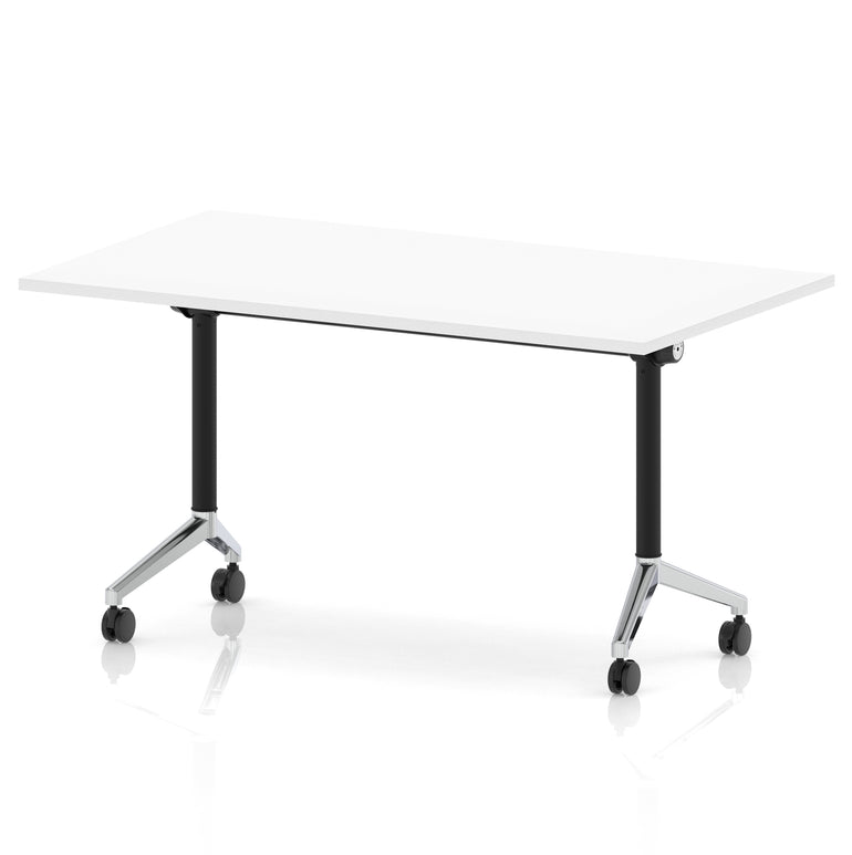 Impulse Plus Flip Top Rectangular Table for Office – 1200-1800mm Width, Multiple Top Colours & Foot Finishes, Durable MFC, Self-Assembly, 5 Year Warranty