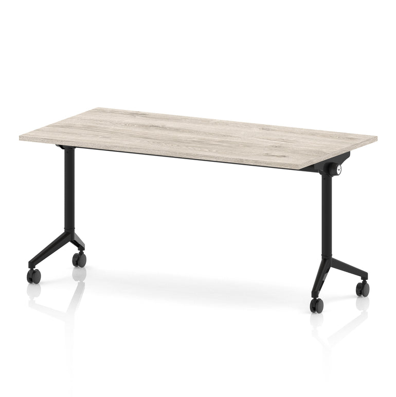 Impulse Plus Flip Top Rectangular Table for Office – 1200-1800mm Width, Multiple Top Colours & Foot Finishes, Durable MFC, Self-Assembly, 5 Year Warranty
