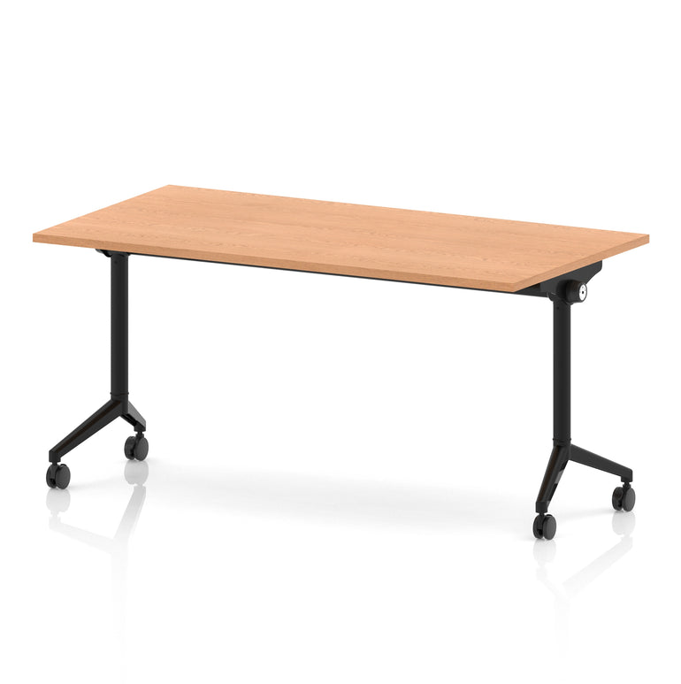 Impulse Plus Flip Top Rectangular Table for Office – 1200-1800mm Width, Multiple Top Colours & Foot Finishes, Durable MFC, Self-Assembly, 5 Year Warranty