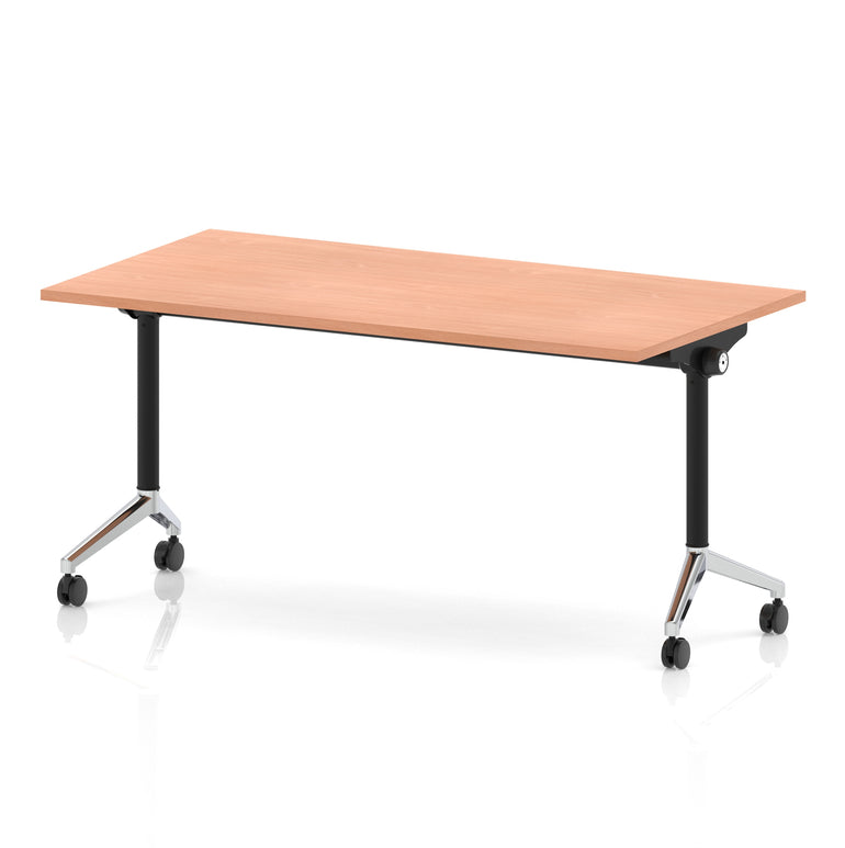 Impulse Plus Flip Top Rectangular Table for Office – 1200-1800mm Width, Multiple Top Colours & Foot Finishes, Durable MFC, Self-Assembly, 5 Year Warranty