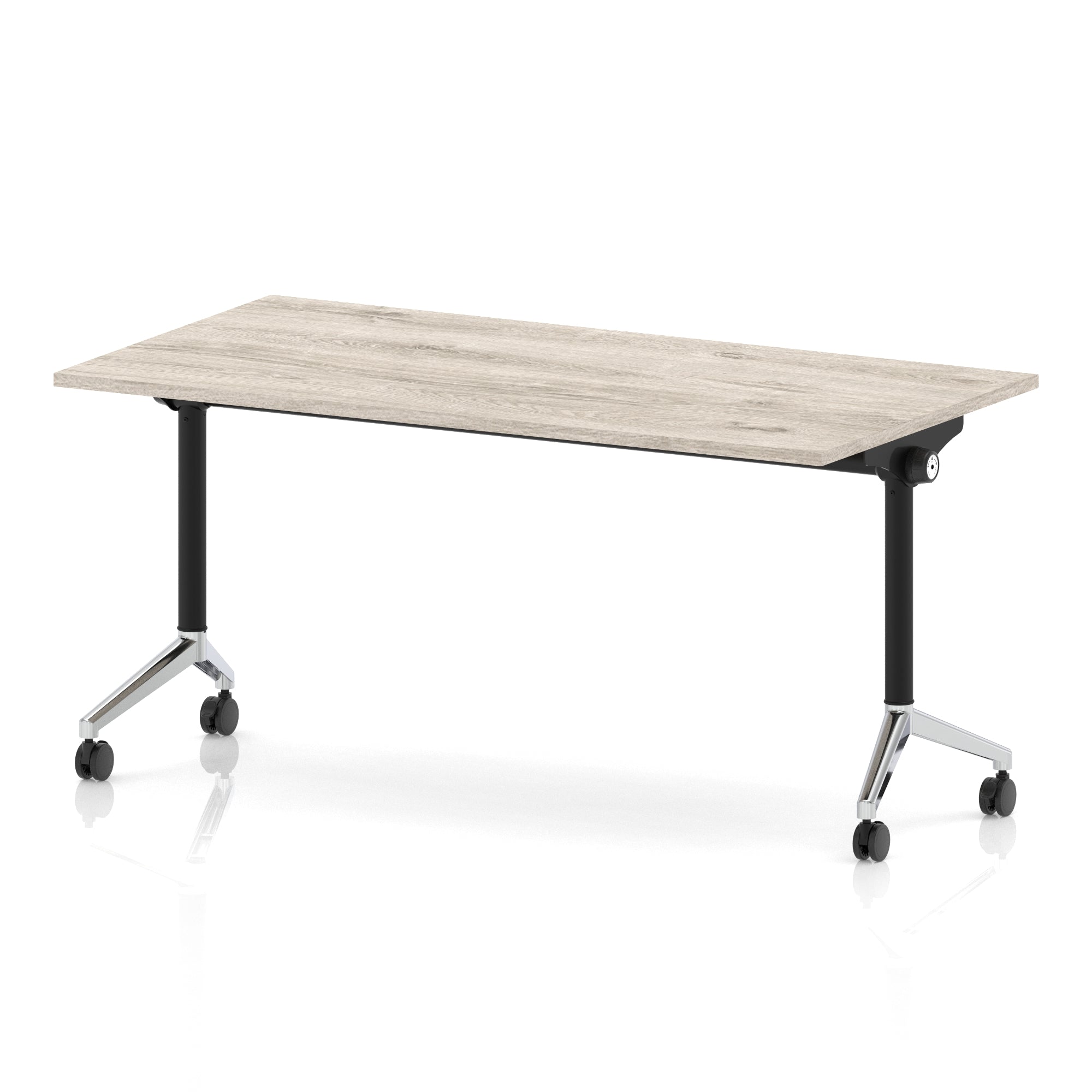 Impulse Plus Flip Top Rectangular Table for Office – 1200-1800mm Width, Multiple Top Colours & Foot Finishes, Durable MFC, Self-Assembly, 5 Year Warranty