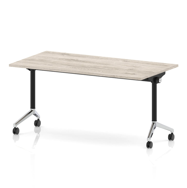 Impulse Plus Flip Top Rectangular Table for Office – 1200-1800mm Width, Multiple Top Colours & Foot Finishes, Durable MFC, Self-Assembly, 5 Year Warranty