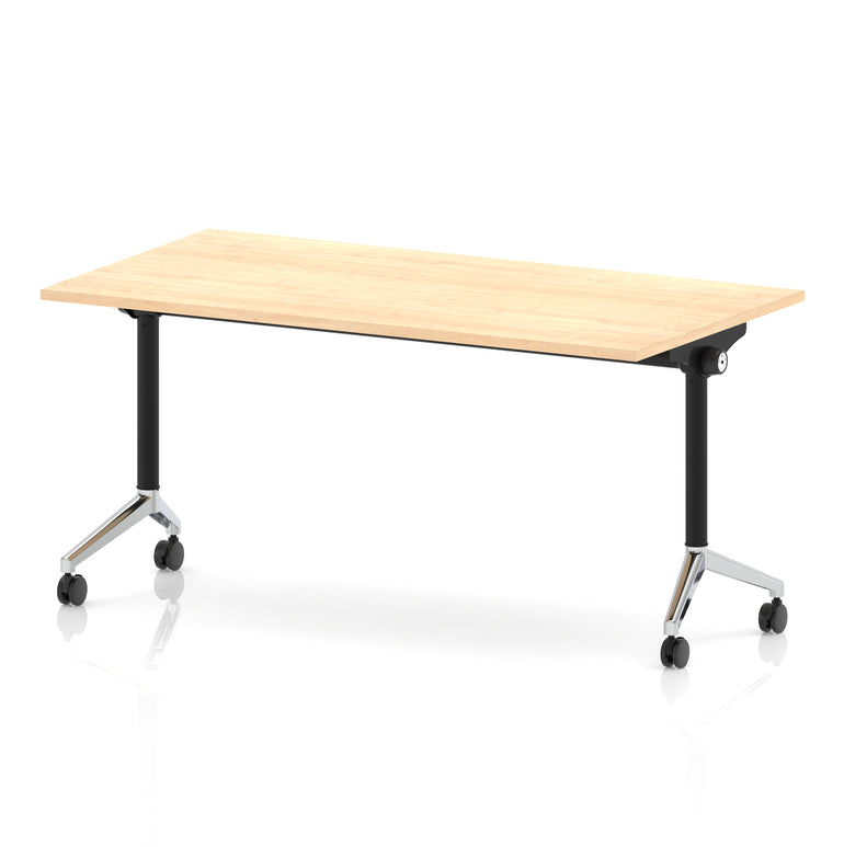 Impulse Plus Flip Top Rectangular Table for Office – 1200-1800mm Width, Multiple Top Colours & Foot Finishes, Durable MFC, Self-Assembly, 5 Year Warranty