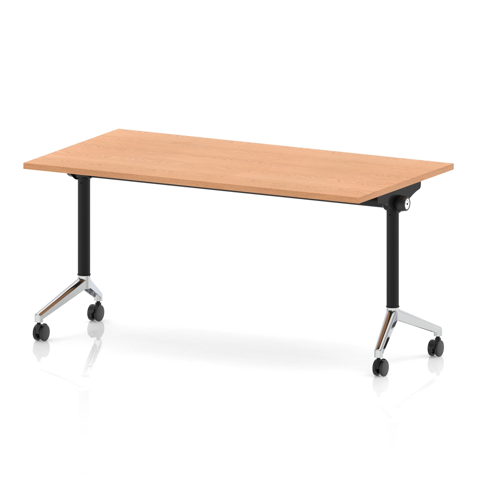 Impulse Plus Flip Top Rectangular Table for Office – 1200-1800mm Width, Multiple Top Colours & Foot Finishes, Durable MFC, Self-Assembly, 5 Year Warranty