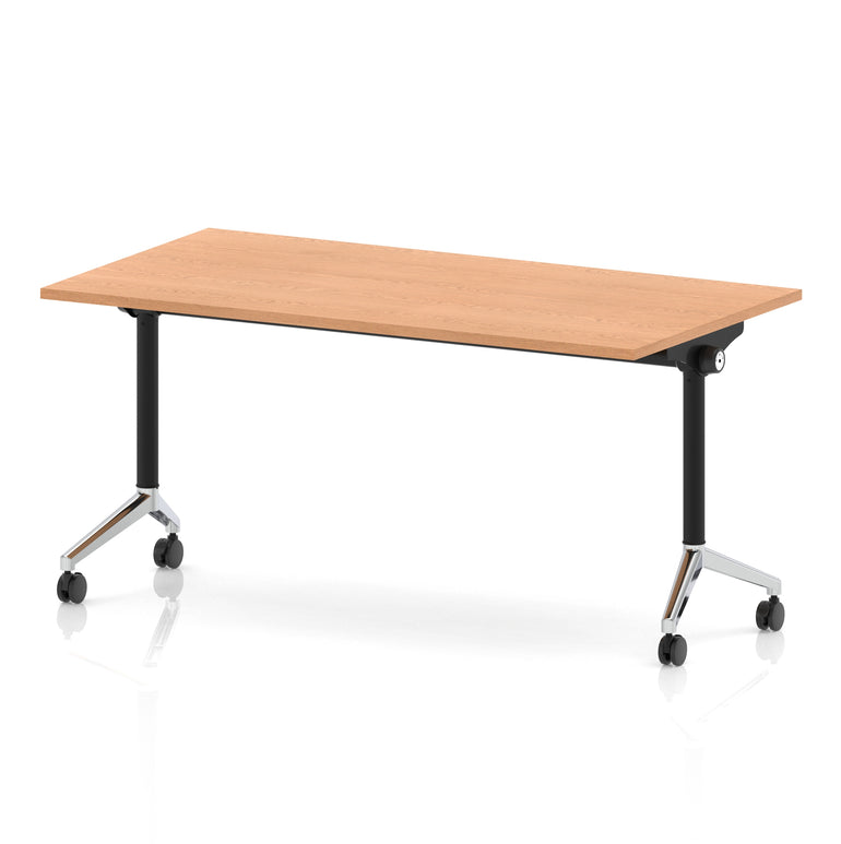 Impulse Plus Flip Top Rectangular Table for Office – 1200-1800mm Width, Multiple Top Colours & Foot Finishes, Durable MFC, Self-Assembly, 5 Year Warranty