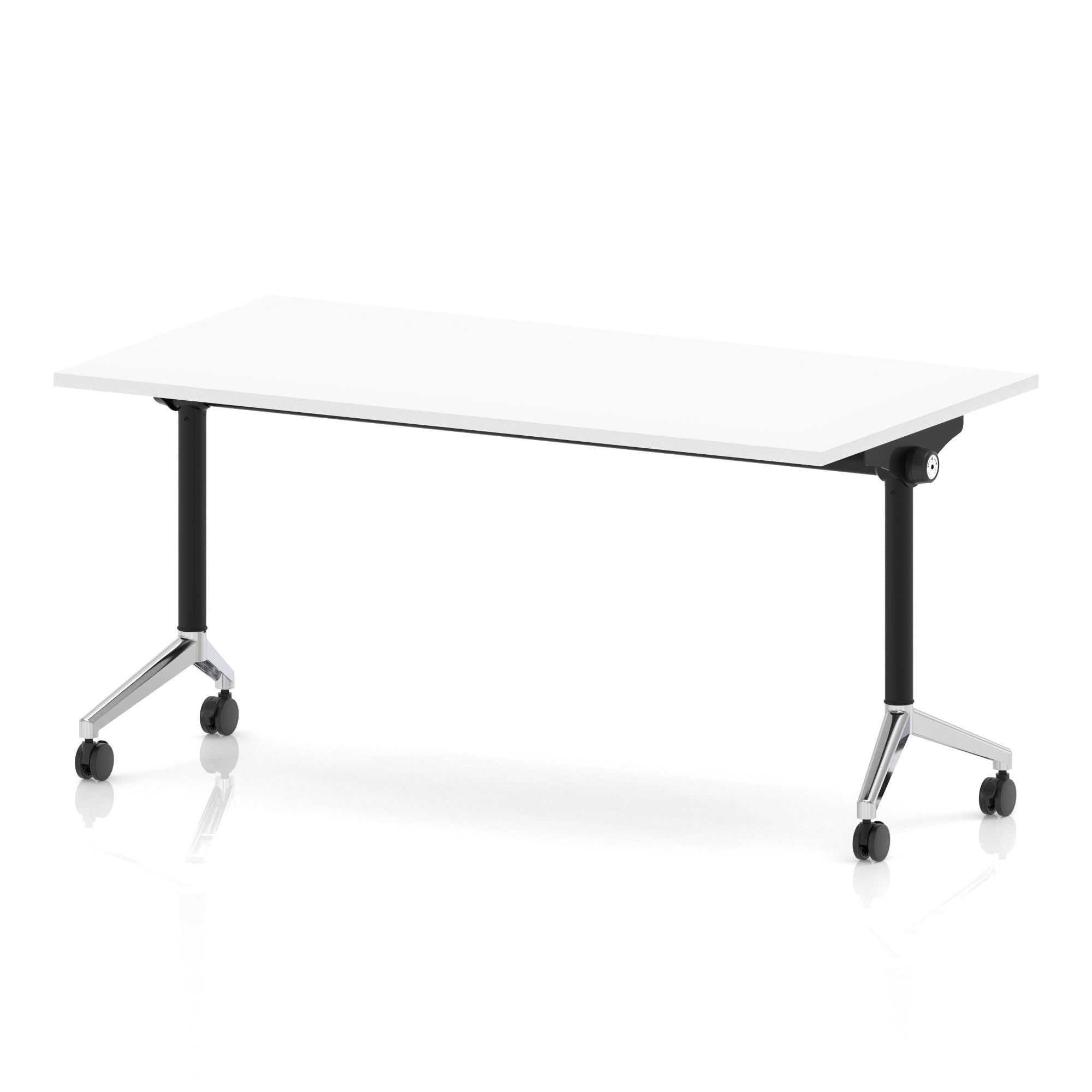 Impulse Plus Flip Top Rectangular Table for Office – 1200-1800mm Width, Multiple Top Colours & Foot Finishes, Durable MFC, Self-Assembly, 5 Year Warranty