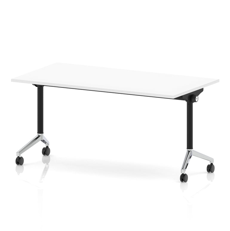 Impulse Plus Flip Top Rectangular Table for Office – 1200-1800mm Width, Multiple Top Colours & Foot Finishes, Durable MFC, Self-Assembly, 5 Year Warranty