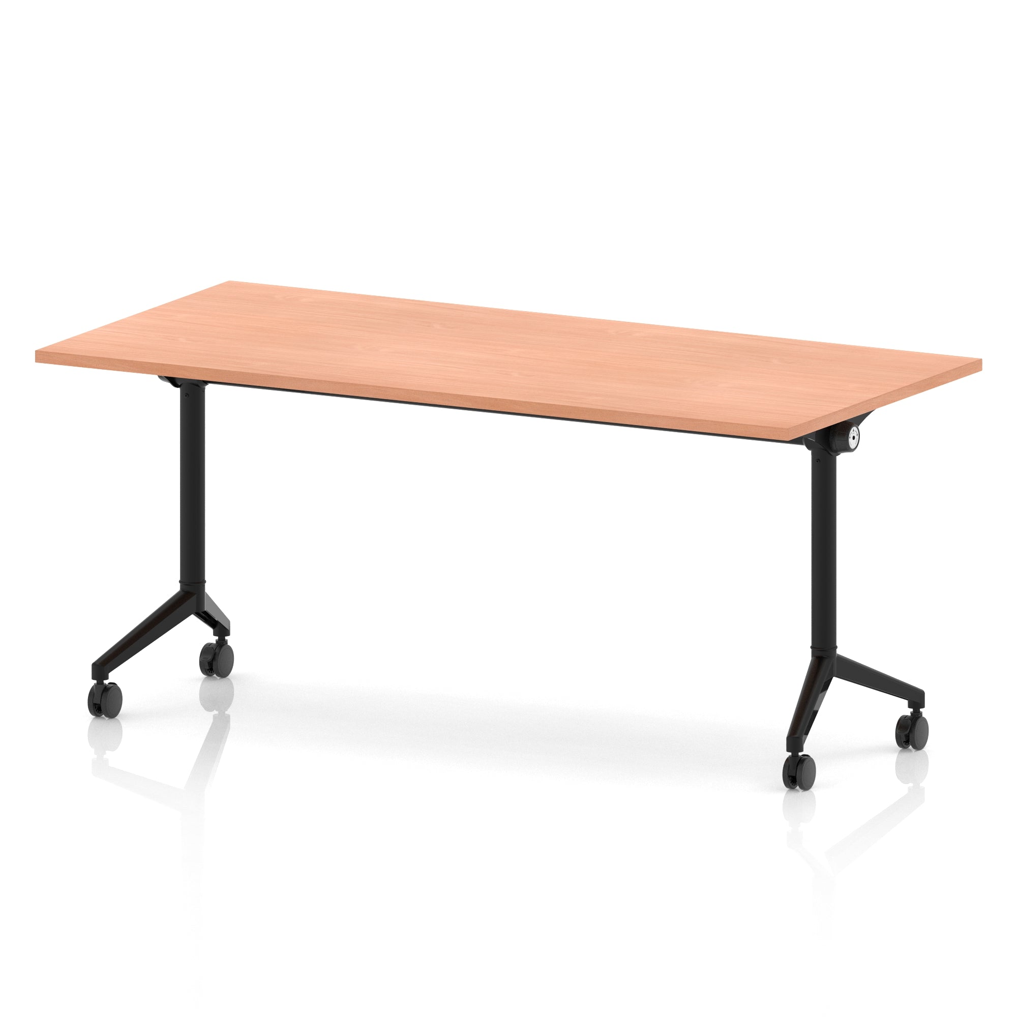 Impulse Plus Flip Top Rectangular Table for Office – 1200-1800mm Width, Multiple Top Colours & Foot Finishes, Durable MFC, Self-Assembly, 5 Year Warranty