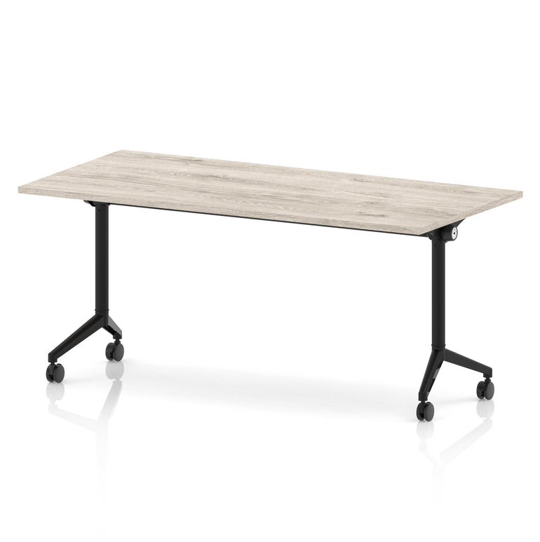 Impulse Plus Flip Top Rectangular Table for Office – 1200-1800mm Width, Multiple Top Colours & Foot Finishes, Durable MFC, Self-Assembly, 5 Year Warranty