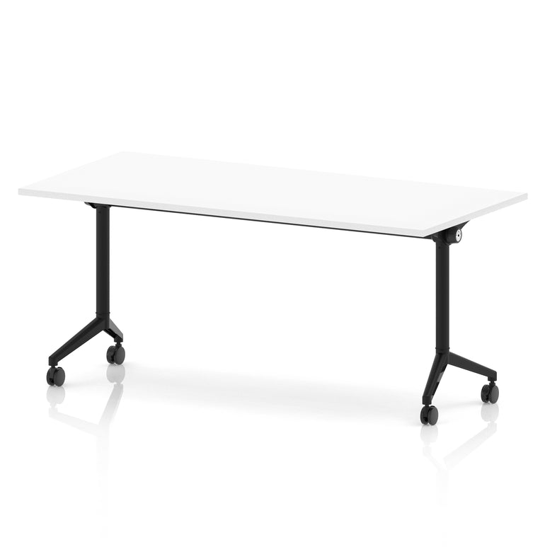 Impulse Plus Flip Top Rectangular Table for Office – 1200-1800mm Width, Multiple Top Colours & Foot Finishes, Durable MFC, Self-Assembly, 5 Year Warranty