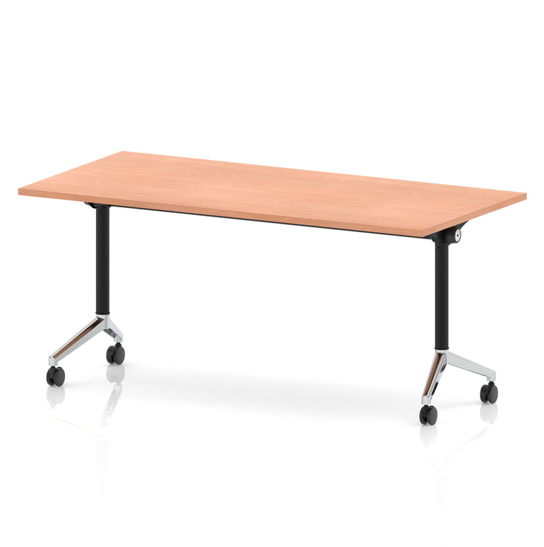 Impulse Plus Flip Top Rectangular Table for Office – 1200-1800mm Width, Multiple Top Colours & Foot Finishes, Durable MFC, Self-Assembly, 5 Year Warranty