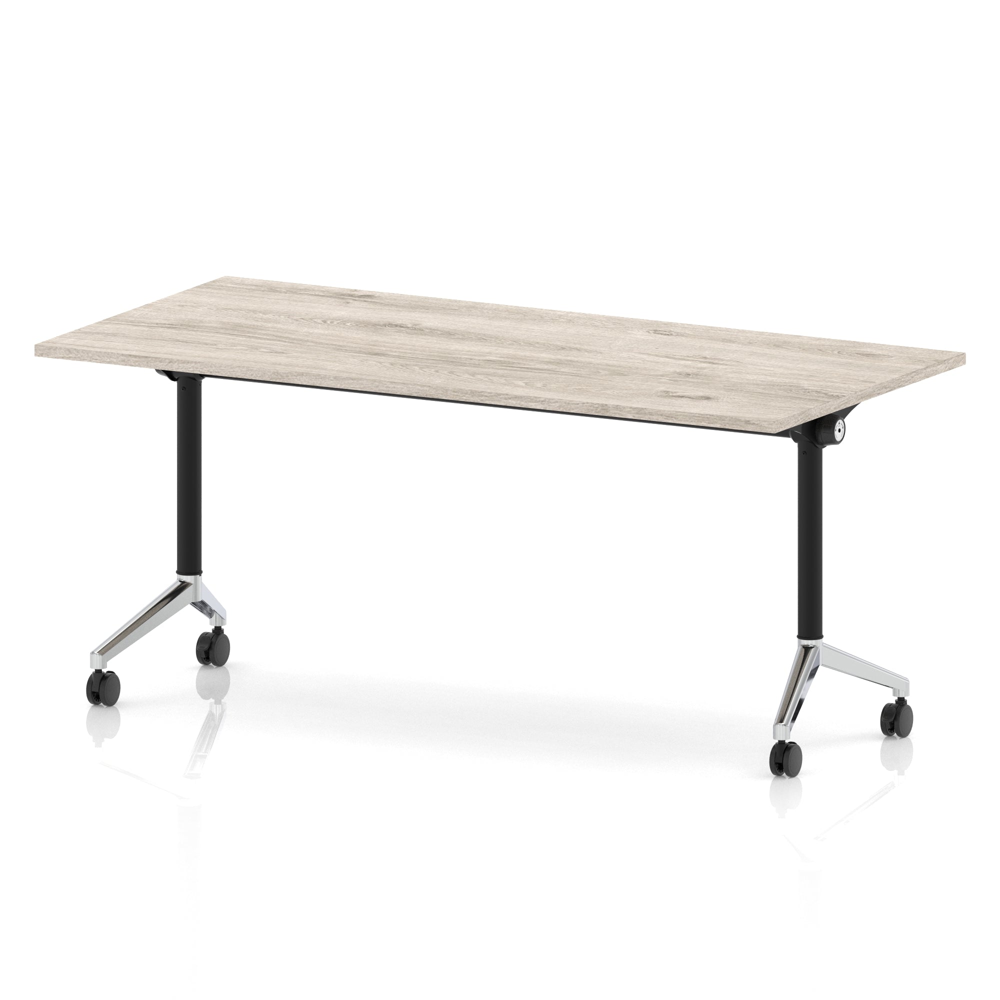 Impulse Plus Flip Top Rectangular Table for Office – 1200-1800mm Width, Multiple Top Colours & Foot Finishes, Durable MFC, Self-Assembly, 5 Year Warranty