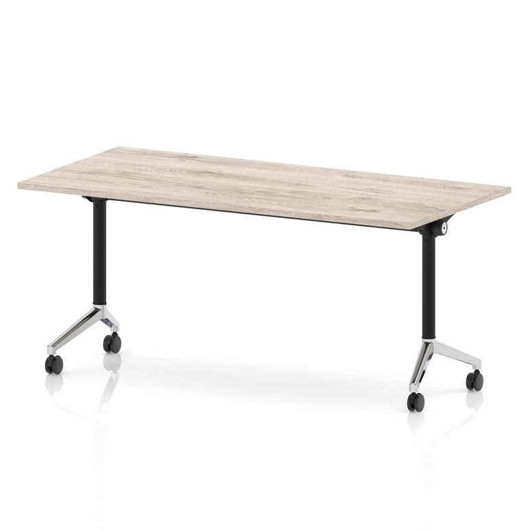 Impulse Plus Flip Top Rectangular Table for Office – 1200-1800mm Width, Multiple Top Colours & Foot Finishes, Durable MFC, Self-Assembly, 5 Year Warranty