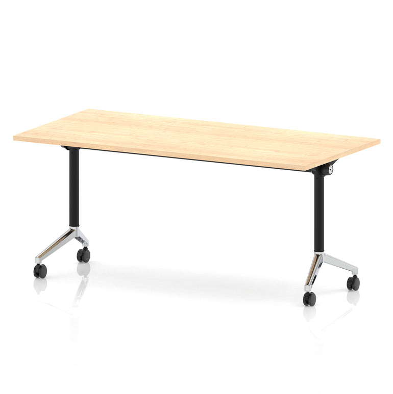 Impulse Plus Flip Top Rectangular Table for Office – 1200-1800mm Width, Multiple Top Colours & Foot Finishes, Durable MFC, Self-Assembly, 5 Year Warranty
